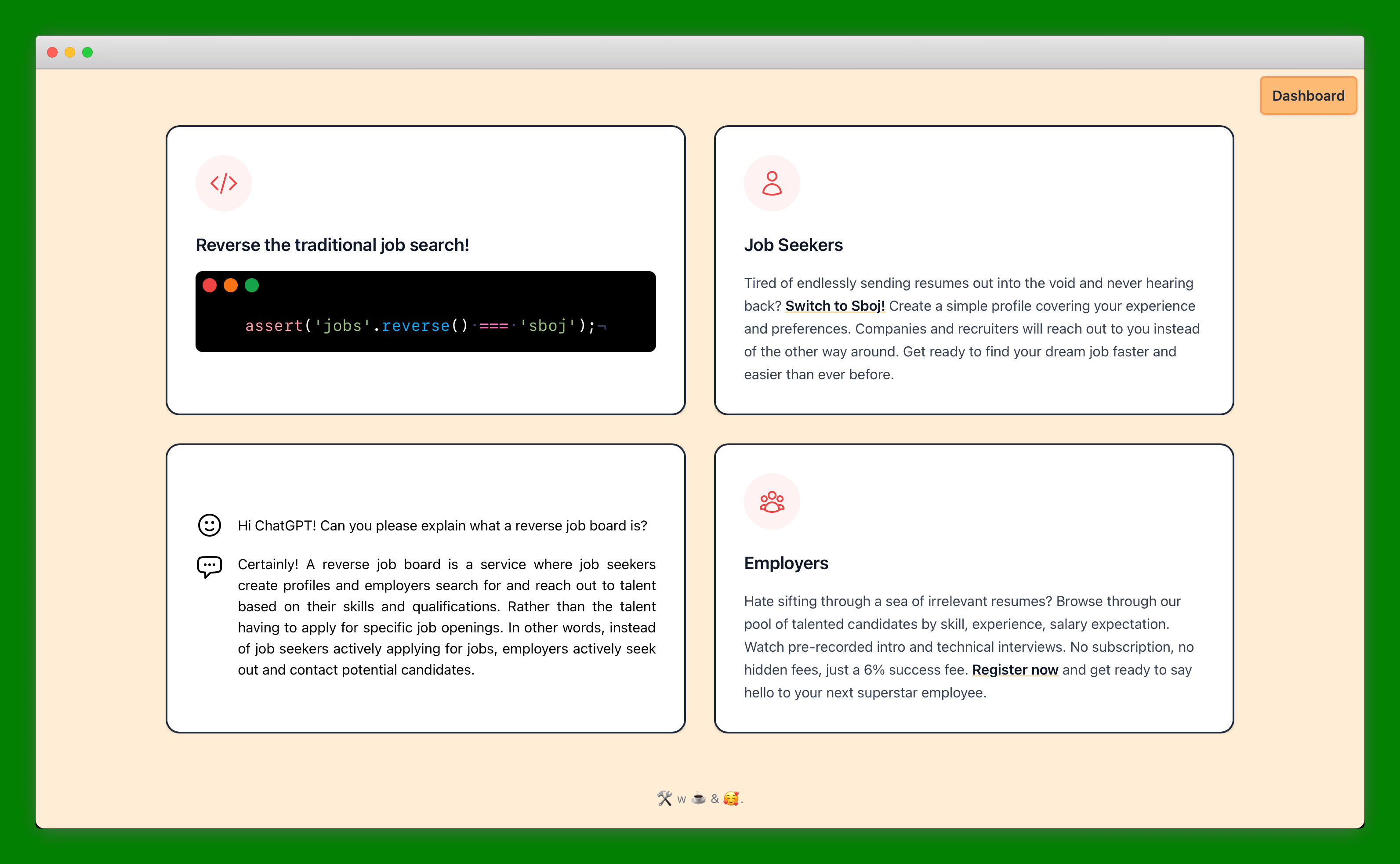 Sboj reverse job board